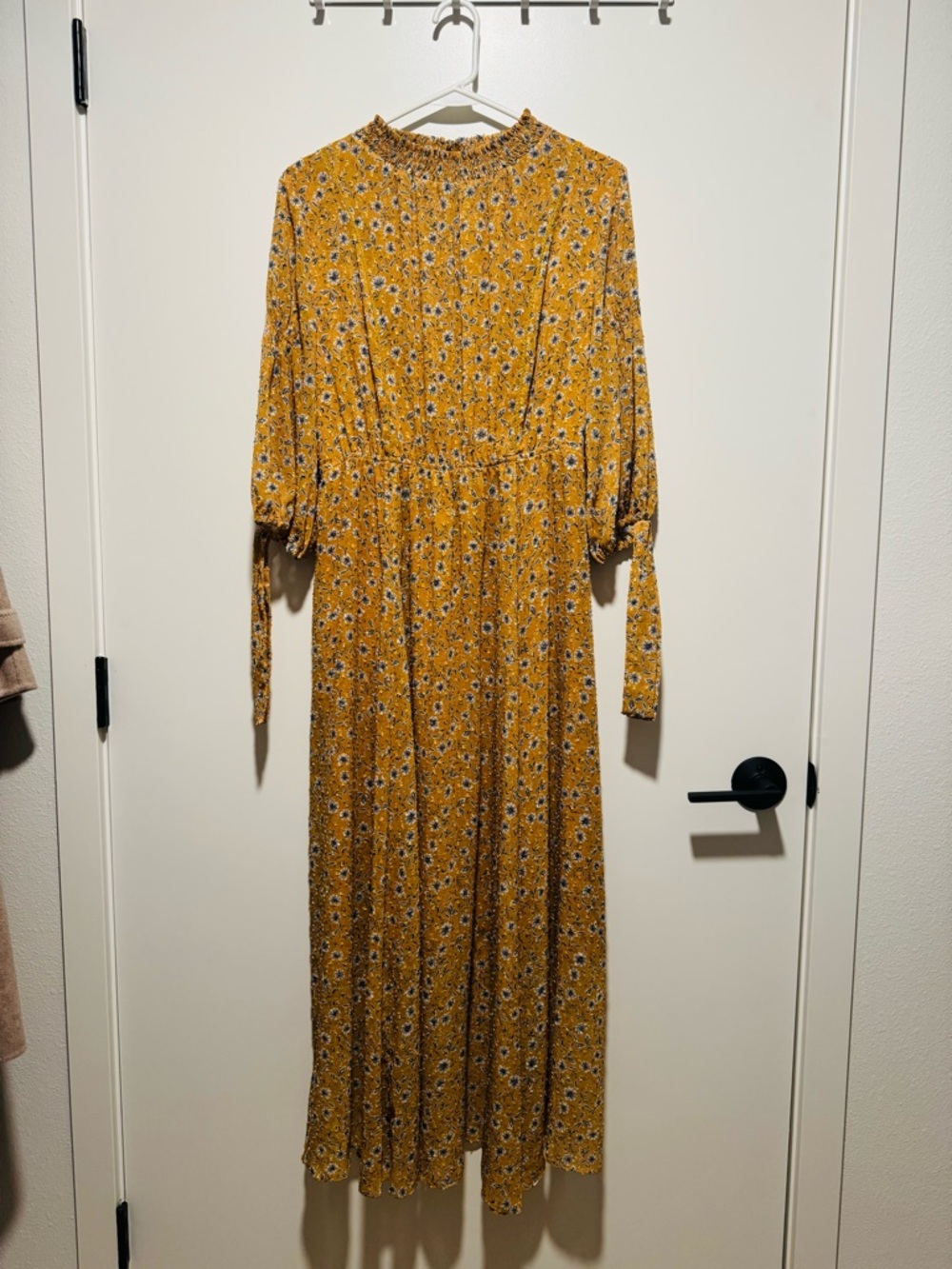 Vero Moda Mustard Floral High-Neck Maxi Dress